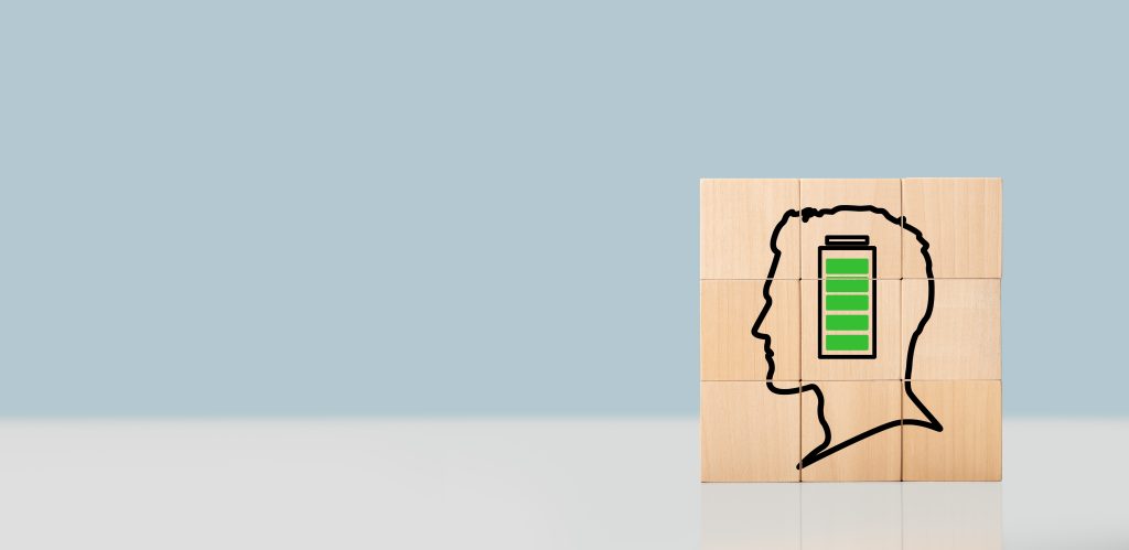 illustration showing brain battery high implying mental health